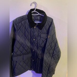 Polo Ralph Lauren Black Quilted jacket with corduroy collar sz XL